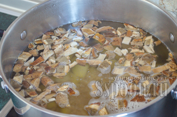 Грибной суп из сушеных грибов с перловкой 