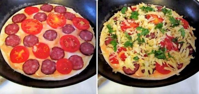 пицца на сковороде