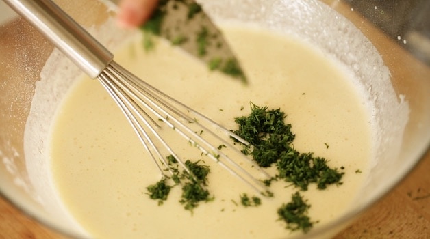 Adding minced Dill to crepe batter