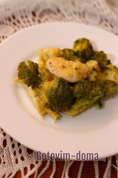 Куриное филе с цветной капустой и брокколи готово