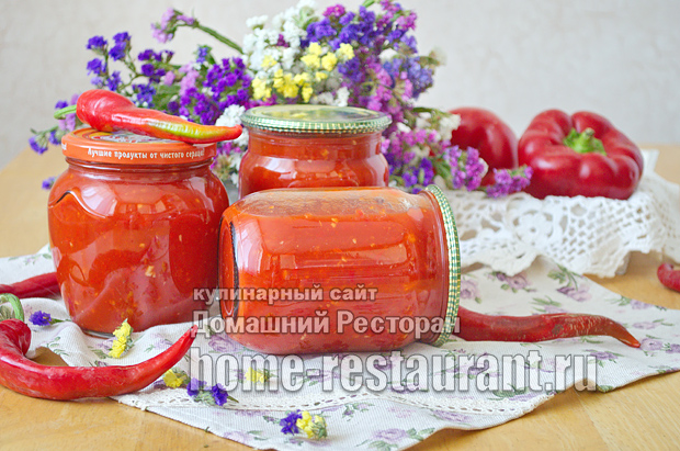 Аджика из перца с томатным соком и краснодарским соусом фото