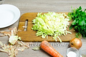 Щи из свежей капусты: Порезать капусту соломкой