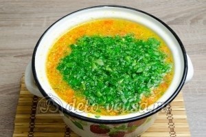 Щи из свежей капусты: Добавляем зелень в суп