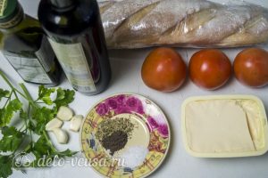 Брускетта с помидорами и сыром: Ингредиенты