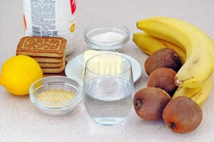 Низкокалорийный йогуртовый торт с бананом и киви: Ингредиенты