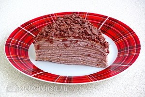 Шоколадный блинный торт с творогом: фото к шагу 19.