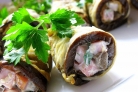Рулеты с грибами из баклажанов
