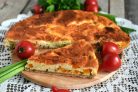 Киш с тыквой и зеленым луком в сырной заливке