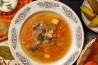 Рассольник с куриными сердечками