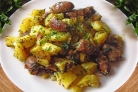 Куриные сердечки с картошкой