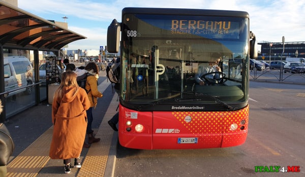 Автобус из аэропорта Орио-аль-Серио в город Бергамо