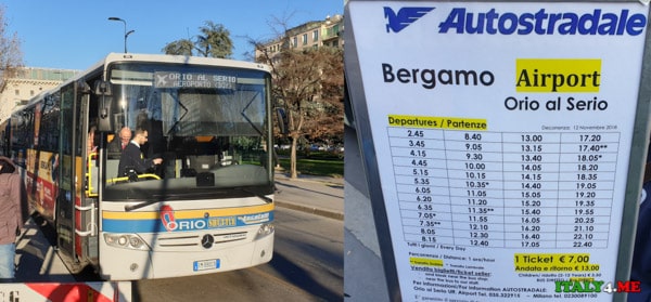 Расписание автобусов компании Autostradale из Милана в аэропорт Бергамо