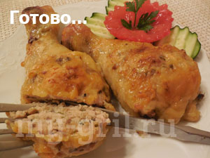фаршированная голень курицы в духовке пошаговый рецепт