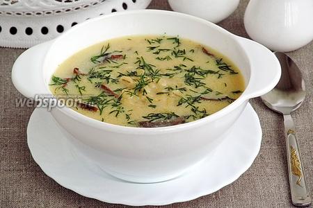 Фото рецепта Суп из перловой крупы с грибами и лимонным соком