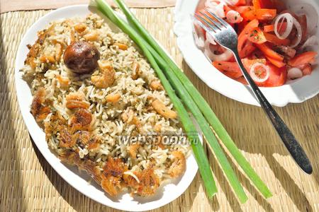 Фото рецепта Рис с сушёными креветками и машем