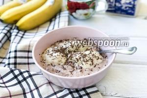 Фото рецепта Ленивая овсянка с какао и банановым мороженым