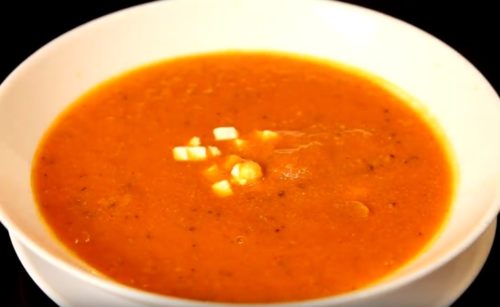 Легкий томатный суп пюре из запеченных помидоров