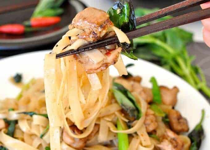 Spicy Thai Noodles (Pad Me Kao) closeup