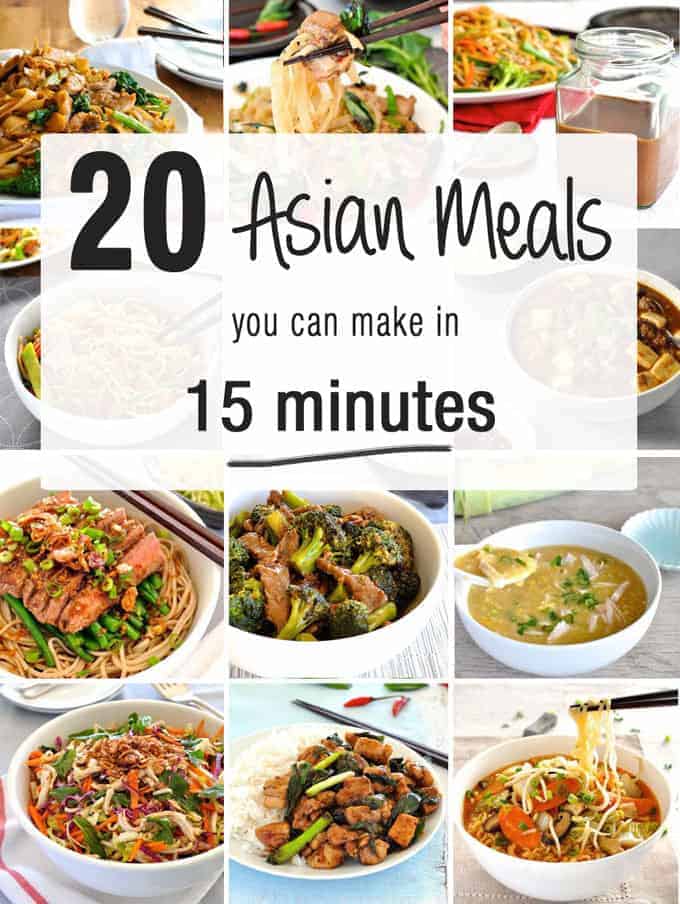 Banner for 20 Quick Asian Meals you can make in 15 Minutes, from scratch.