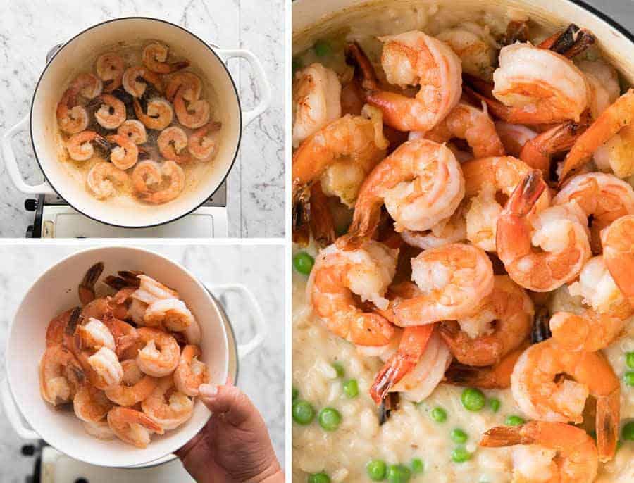 Preparation steps for how to make Prawn Risotto (shrimp risotto)